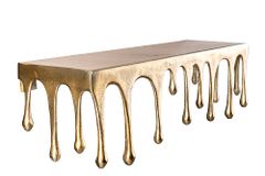 Handgefertigtes Wandregal LIQUID LINE 60cm gold antik Metall Tropfen-Design