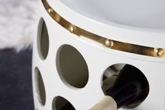Design Weinfass BODEGA WHITE 70cm weiß gold Pinie Flaschen Gläseraufhängung
