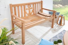 Massive Gartenbank EMPIRE TEAK 120cm Teakholz mit Ankerdesign
