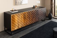 Massives Sideboard SHADES 180cm braun Mangoholz mehrfarbig 3D-Front Metallgestell