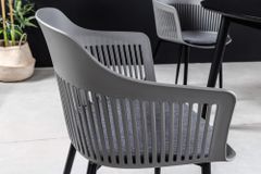 Design Stuhl AIRE grau Kunststoff Stahlgestell Indoor Outdoor inkl. Kissen
