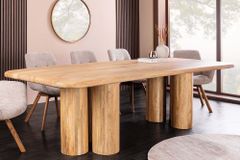 Massiver Esstisch ART DECO 240cm natur Mangoholz mit Säulenfüßen