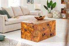 Massiver Couchtisch SQUARE 90cm Teakholz Würfel Handarbeit