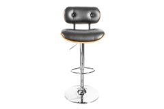 Retro Barhocker CLASSICO schwarz 115cm höhenverstellbar mit Lehne Walnussholz-Design