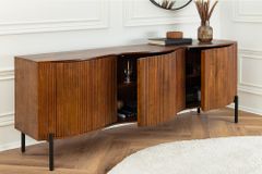 Massives Sideboard GRANDEUR 180cm braun Mangoholz schwarz Metall