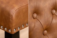 Chesterfield Stuhl CASTLE braun Kunstleder schwarz Gummiholz Ziernieten