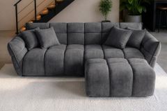 XXL Sofa CLOUD 260cm grau Vogue Samtstoff Bigsofa Federkern inkl. Kissen