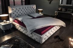 Design Doppelbett PARIS 180x200cm silber grau Samt Chesterfield