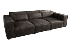 Design 3-Sitzer Sofa BOSSA NOVA 260cm antik dunkelgrau Microfaser Couch Wohnzimmer