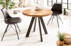 Massiver Esstisch IRON CRAFT 80cm rund natur Mangoholz