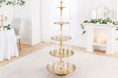 Design XXL Etagere ABSTRACT 150cm gold Metall mit fünf Etagen handmade