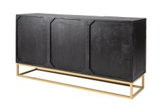 Massives Sideboard SCORPION 140cm schwarz Mangoholz aufwendige 3D Schnitzereien
