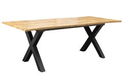 Ausziehbarer Esstisch WILD 160-200cm braun Wildeichen-Design schwarz Baumkante