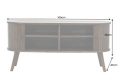 Retro TV-Board VALHALLA WOOD 160cm smoked Eichenholz Schiebetüren Lowboard
