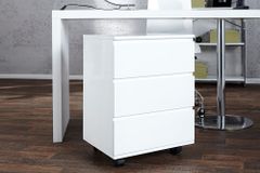Moderner Rollcontainer BIG DEAL 45cm weiß Hochglanz 3 Schubladen