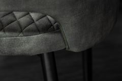 Design Stuhl PARIS grün Samt mit Armlehnen Ziersteppung goldene Fußkappen