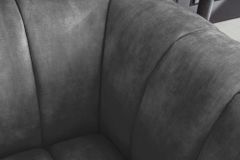 Retro Sessel NOBLESSE 105cm grau Samt schwarze Metallfüße Federkern Ziersteppung