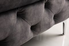 Chesterfield Hocker MODERN BAROCK 90cm dunkelgrau Samt Sitzhocker Fußhocker