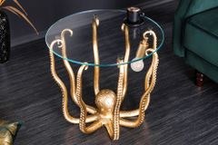 Runder Beistelltisch WILDLIFE OCTOPUS 50cm gold Skulptur Glas