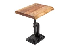 Authentischer Beistelltisch FACTORY 50cm Akazie Massivholz Baumkante Industrial Design