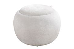 Runder Couchtisch ORBIT 50cm beige Bouclé Hocker mit Tablett und Stauraum