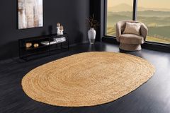Ovaler Teppich PURE NATURE 230x160cm Jute handgewebt Flachgewebe