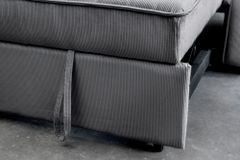 Ausziehbares Schlafsofa SMART 180cm grau Cord 2-Sitzer Couch mit Nosagfederung