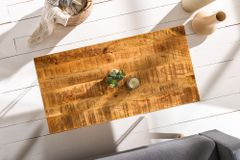 Massiver Couchtisch SCORPION 100cm natur Mangoholz Metall Hairpin Legs mit Ablage