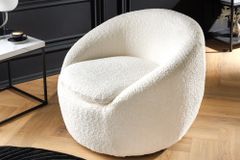 Drehbarer Design Sessel ALPINE beige Bouclé 360° mit Armlehnen