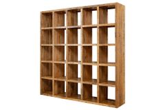 Massives Regal IRON CRAFT 200cm natur Mangoholz Bücherregal 25 Fächer