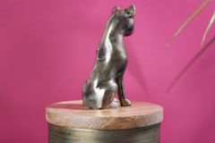 Design Dose PANTHER 20cm gold natur Mangoholz Panther-Figur Metall Dekoration