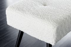 Design Sitzbank BOUTIQUE 100cm weiß Bouclé schwarze Metallbeine Polsterbank