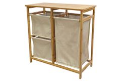 Massivholz Wäschekorb LAGOON SPA 70cm natur beige Bambus drei Wäschebeutel waschbar