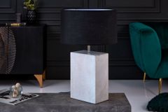 Design Tischlampe NOBLE 55cm weiß Marmorfuß Stoffschirm