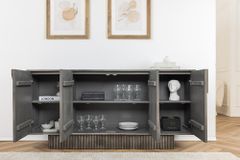 Design Sideboard ART DECO 170cm grau smoked Mangoholz massiv 3D-Front