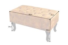 Design Sitzhocker CHESTERFIELD 80cm grau Samt Knopfheftung Nietenbesatz