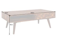 Massivholz Couchtisch MYSTIC LIVING 100cm braun Sheesham stone finish mit Stauraum
