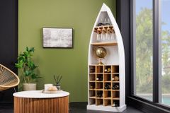 Massivholz Weinregal SEVEN SEAS 180cm weiß natur Mango Flaschenregal