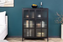 Industrial Vitrine DURA STEEL 80cm schwarz Metall Riffelglas