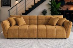 XXL Sofa CLOUD 260cm senfgelb Vogue Samtstoff Bigsofa Federkern inkl. Kissen