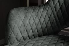 Design Barhocker PARIS grün Samt mit Lehne Metall schwarz gold Ziersteppung