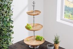 Dekorative Etagere PURE NATURE 68cm silber Mangoholz handmade drei Etagen