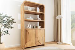 Massives Regal ART DECO 175cm cream finish beige Mangoholz abgerundet mit 3D-Front