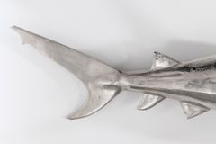 Maritime Wanddekoration HAI 105cm silber rechts Metall Haifisch Design Skulptur