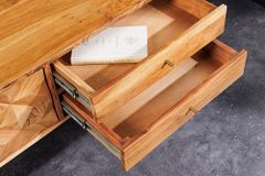 Massivholz TV-Lowboard ALPINE 145cm natur Akazie Retro Design honey finish