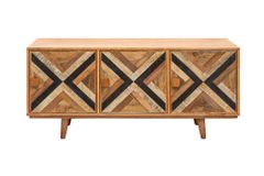 Elegantes Sideboard LONG ISLAND 160cm Mangoholz-Optik mit Retro Muster