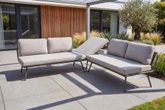 Outdoor Lounge Sitzgruppe MOBILE MODULAR anthrazit hellgrau mit Tisch wetterfest