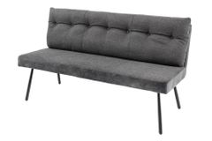 Moderne Sitzbank BIG GEORGE 160cm anthrazit Samt Strukturstoff Taschenfederkern schwarz