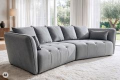 Modernes Big Sofa ROYAL 295cm grau Veloursstoff Federkern XXL-Couch