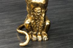 Runder Beistelltisch WILDLIFE PANTHER 60cm gold antik Metall Glas Skulptur handmade